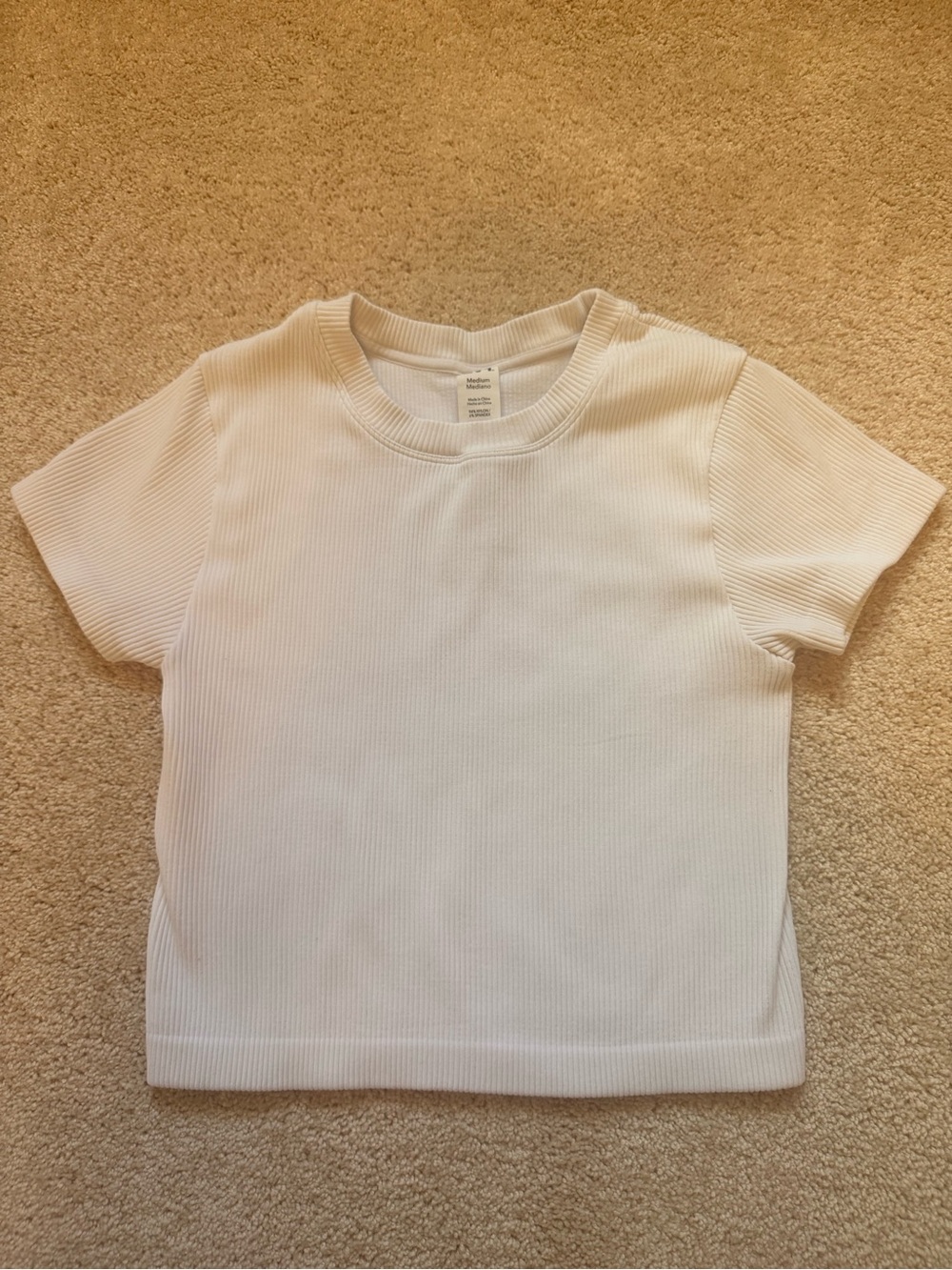 JoyLab White Ribbed Short-Sleeve Workout Tee